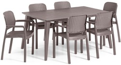 Zestaw ogrodowy 6-osobowy krzesła BELLA + stół LIMA - cappuccino