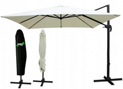 Duży parasol ogrodowy 3 x 3 m ROMA + pokrowiec - beżowy