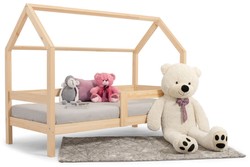 Łóżko dla dziecka z materacem DOMEK 90x200 - sosna
