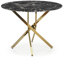 Okrągły stół ze szklanym blatem glamour RAYMOND 100 cm  - czarny