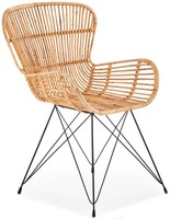 Plecione rattanowe krzesło fotelowe - naturalny