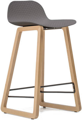 Drewniany hoker kuchenny wysokie krzesło barowe VIGO - szary