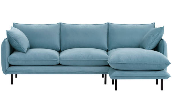 Duża sofa narożna do pokoju dziennego - błękitny