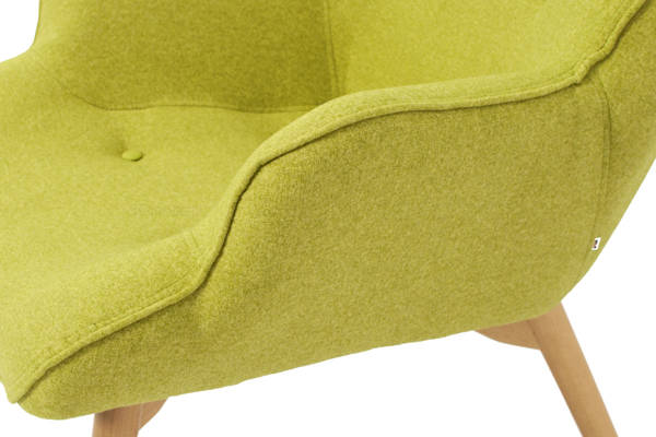 Fotel pikowany uszak z podnóżkiem SCANDI - limonka