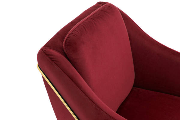 Krzesło fotel do salonu loft SOFT GOLD - bordowy