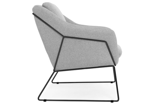 Krzesło fotel do salonu loft SOFT - czarny stelaż - popielaty