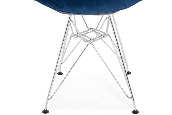 Krzesło tapicerowane welurowe VIOLET Silver -granatowe