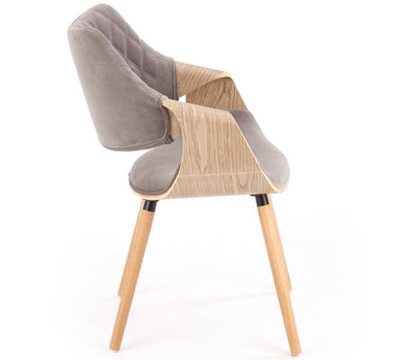 Krzesło tapicerowane z giętego drewna do salonu- szary