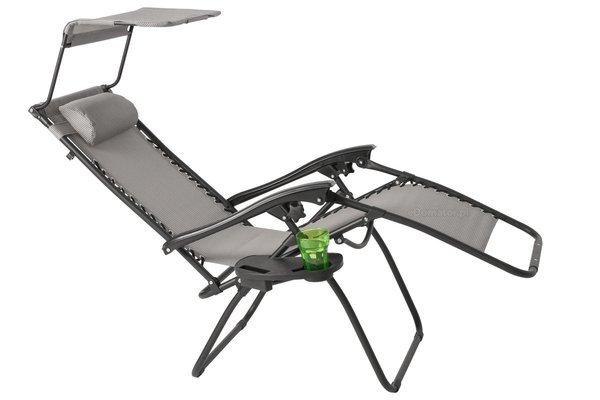 Leżak ogrodowy Zero Gravity ARUBA z daszkiem - szary