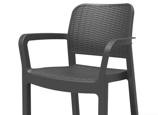 Meble ogrodowe 6-osobowe krzesła BELLA + stół MELODY - grafit