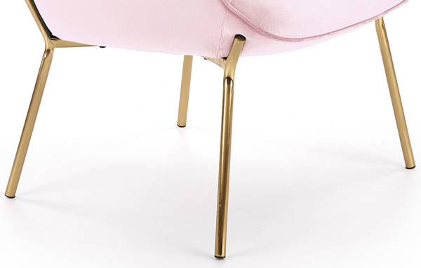 Nowoczesny fotel LOFT CASTEL 2 ze złotymi nóżkami - jasny róż