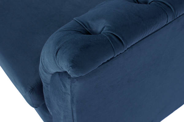 Pikowana sofa 2,5 osobowa Chesterfield - ciemnoniebieski