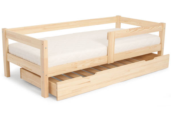 Sosnowe łóżko młodzieżowe z szufladą + materac 80x190 - sosna