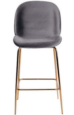 Welurowe krzesło barowe BOLIWIA złote nogi - szary