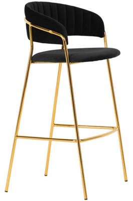 Wysokie krzesło barowe welur hoker GOMA 75- czarny
