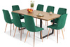 Stół BALTIMORE i 8 krzeseł SOFIA - komplet do jadalni - brąz + zielony