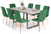 Stół BALTIMORE i 8 krzeseł SOFIA - komplet do jadalni - szary + zielony
