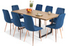 Stół BALTIMORE i 8 krzeseł SOFIA - komplet do salonu - brązowo-niebieski