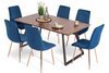 Stół PORTLAND (200/160x90) i 6 krzeseł SOFIA - zestaw do salonu - brąz + niebieski